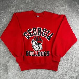 Vintage MJ Soffe Georgia Bulldogs Crewneck Sweatshirt Red Mens Size S
